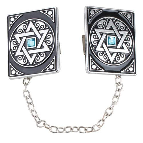 Tallit Clips Star of David Silver
