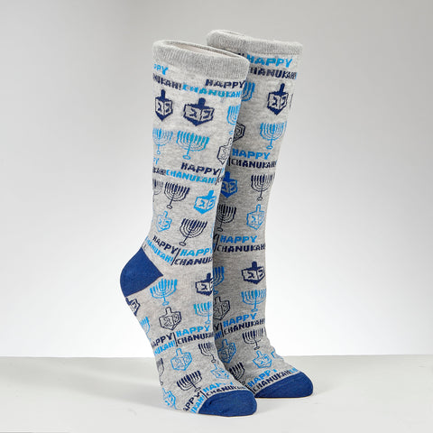 Chanukah "Happy Chanukah" Adult Crew Socks,  TYN-SOCK-A10