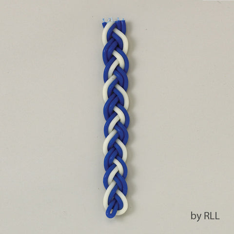 Candle Blue/White Flat Beeswax Havdalah Candle ITEM H-7-BW