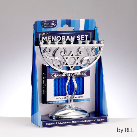 Chanukah Mini Menorah Set w/ Menorah and Candles ITEM M-17005