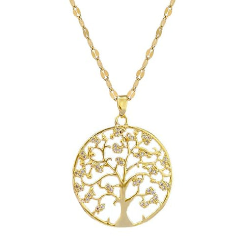 Necklace  Round Life of Tree Pendant  Gold