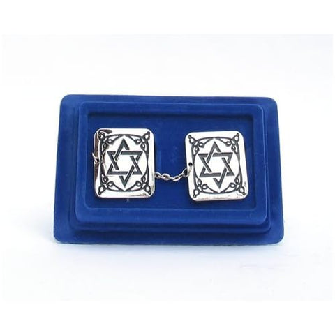 Tallit Clips Star of David Silver