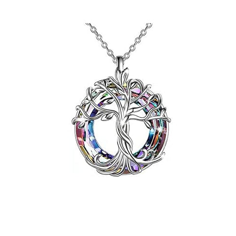 Necklace  Tree of Life Pendant Necklace with Shining Crystal