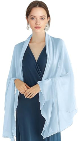 Scarf shawl Soft Chiffon Long Fashion Scarves Light Blue