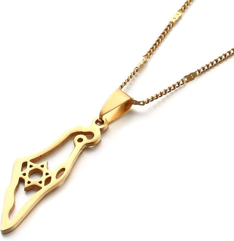 Necklace Israel Map with Star of David