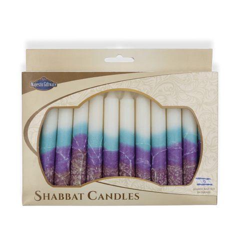 Candles Shabbat  Blue and Brown #SC-SHWT-TB