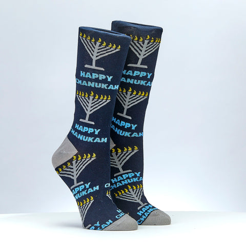 Chanukah  "Rambam Menorahs" Adult Crew Socks Item TYN-SOCK-A13