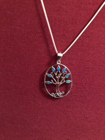 Necklace  Jerusalem Tree of Life with Green Stones