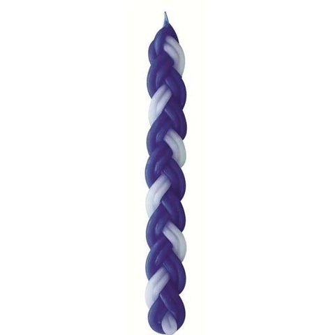 Candle Havdalah  Blue/White Round - #SHCFBLWT