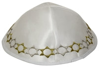 Kippah White Satin With Gold/Silver Embroidery  SC290