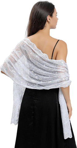 Scarf shawl Sequin Sheer Lace chiffon