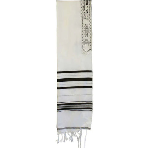 Tallit Acrylic Black and Silver 47" x 68" Item SKU: #TAC(size)BKS