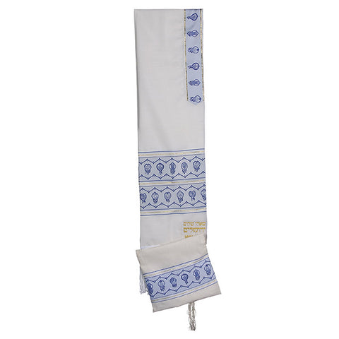 Tallit White, Blue, and Silver TAL 132/24