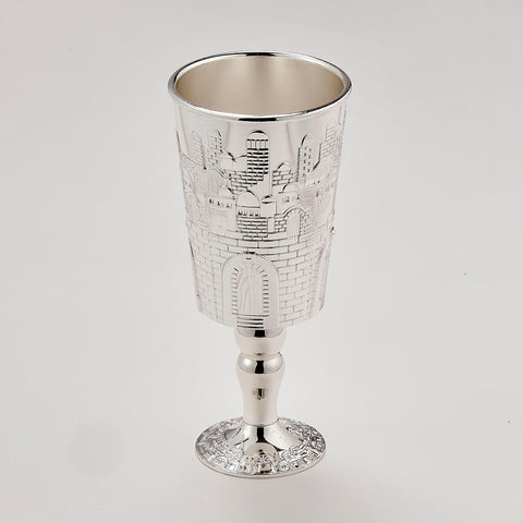 Kiddush Cup Jerusalem Design Silverplated Item KC-25