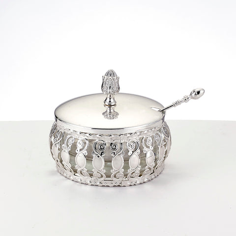 Rosh Hashanah Silvertone Metal Traditional Honey Dish