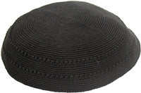 Kippah Black knit with design hole20s  DMCBK-H