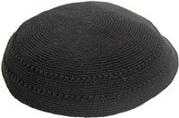 Kippah Black knit with design holes  DMCBK18-H