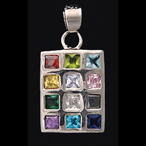 Necklace Sterling Silver Priestly Breastplate Multi-colored stones N-19