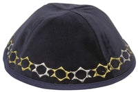 Kippah  Velvet Navy With Silver and Gold Embroidery SC295