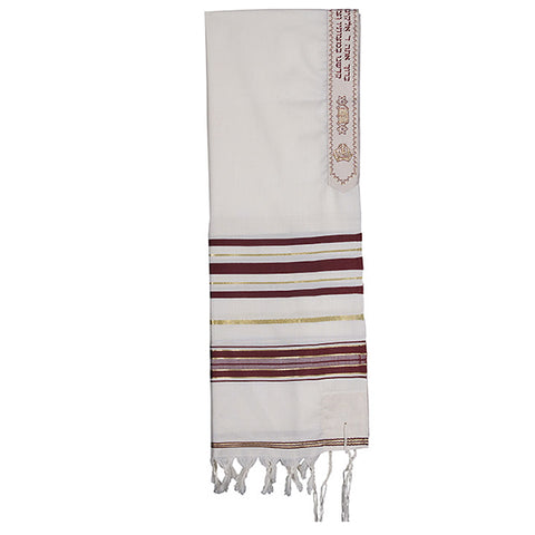 Tallit White, Gold, and Maroon TAL 78/24