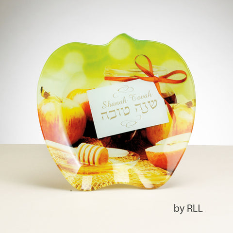 Rosh Hashanah Glass Apple Plate ITEM HDGL-1